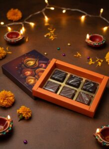 Diwali Chocolate Gift Box | Cashew & Raisin Choco Desserts | 100g | Box Style - 2