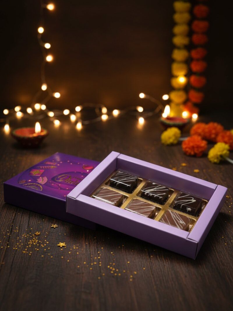 Diwali Chocolate Gift Box | Cashew & Raisin Choco Desserts | 100g | Box Style - 3