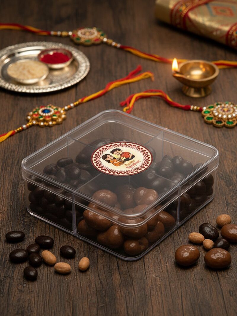Raksha Bandhan - Assorted Dragée 4-in-1 (Cashew, Almond, Peanut, Raisin) | Choco Coated Panned Nuts & Raisins | 250 gm
